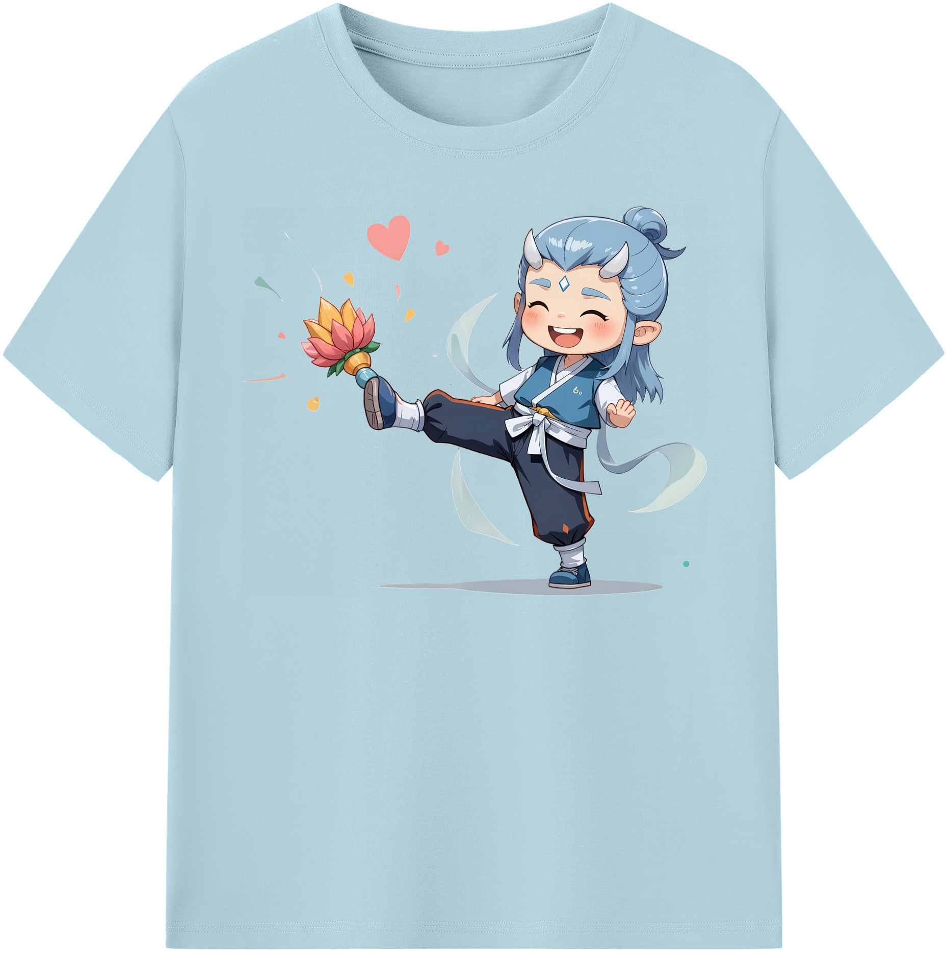 （画像用） Ne Zha 2 ナタ 魔童の大暴れ 綿100％半袖Tシャツ（フロントプリント）